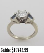 14K White Gold 0.58tdw Princess Cut Diamond &