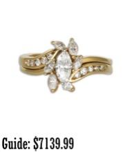 14k Gold Accented  Engagement Ring, Marquise &
