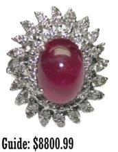 18k White Gold Women's Synthetic Ruby with Small