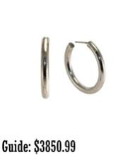 10k Solid White Gold Women's Hoop Earrings