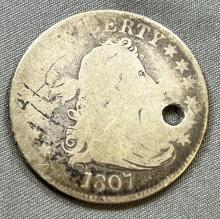 Early US Coin Type Coin! 1807 Draped Bust Quarter