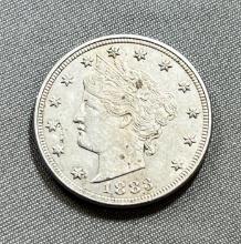 1883 No Cents Liberty V Nickel, First Year, FULL LIBERTY