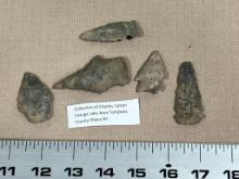 Arrowheads Lot of 5 Points from New York largest 2 1/2"