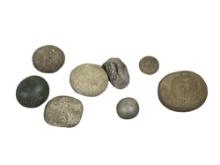 Artifacts lot of 8 game stones Darke Co OH 1 is broken and glued