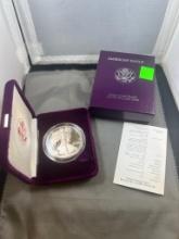 1986-P Proof US Silver Eagle .999 silver, w/ mint packaging