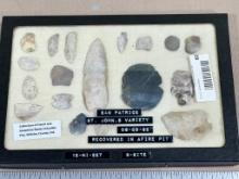 Arrowheads frame of 16 artifacts Whitley Co IN