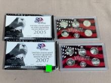 2005 and 2007 SILVER State Quarter set, 10 -90% silver quarters included