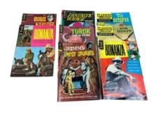 8- 15 Cent Gold Key and Dell Comic Books, most are Western themed, Bonanza, and more