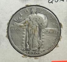 1930-S Standing Liberty Quarter Dollar, 90% Silver