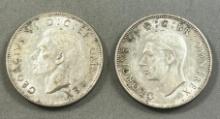 1942 and 1943 Great Britain Two Shillings Silver Coins, sells times the money