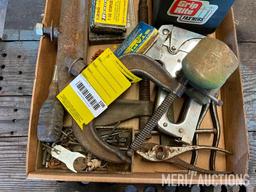 C-Clamps, pliers, allen wrenches, staple gun etc.