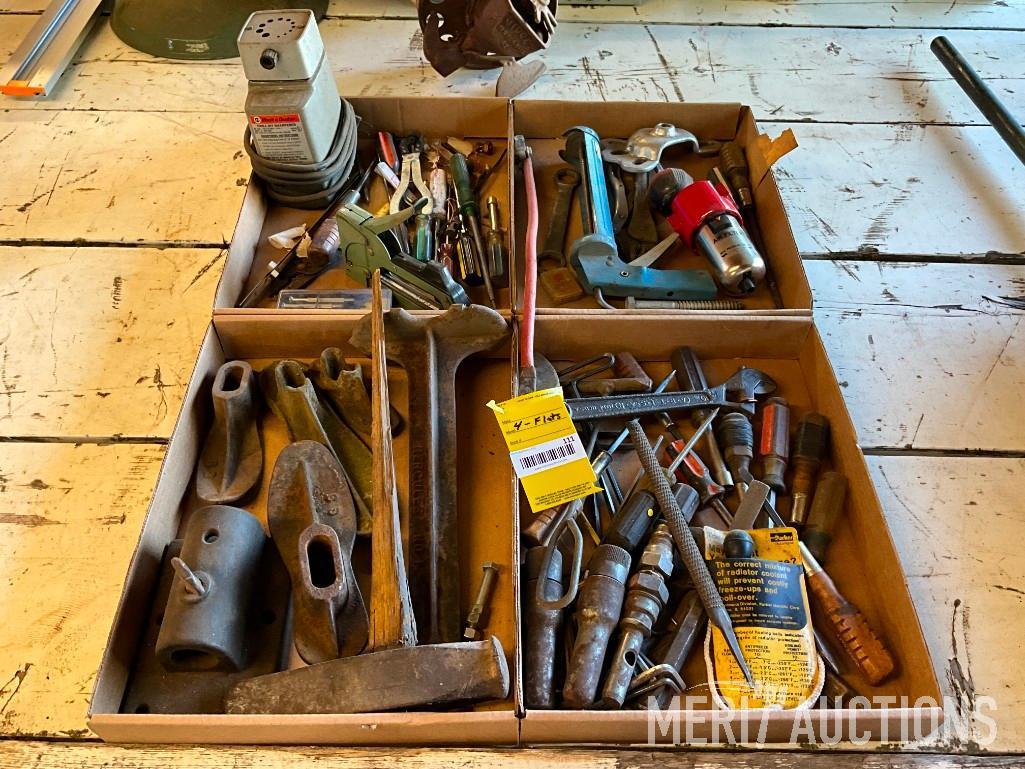 (4) flats, hand tools, screw drivers, Drill Doctor, shoe repair tools etc.