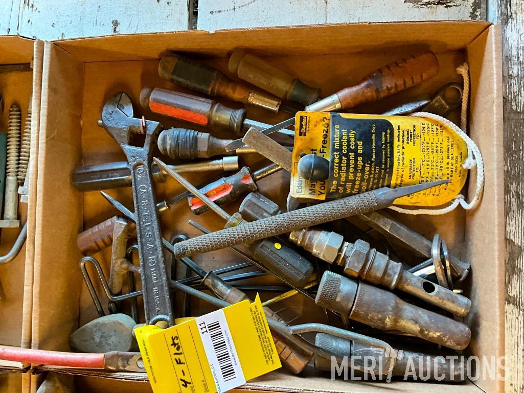 (4) flats, hand tools, screw drivers, Drill Doctor, shoe repair tools etc.