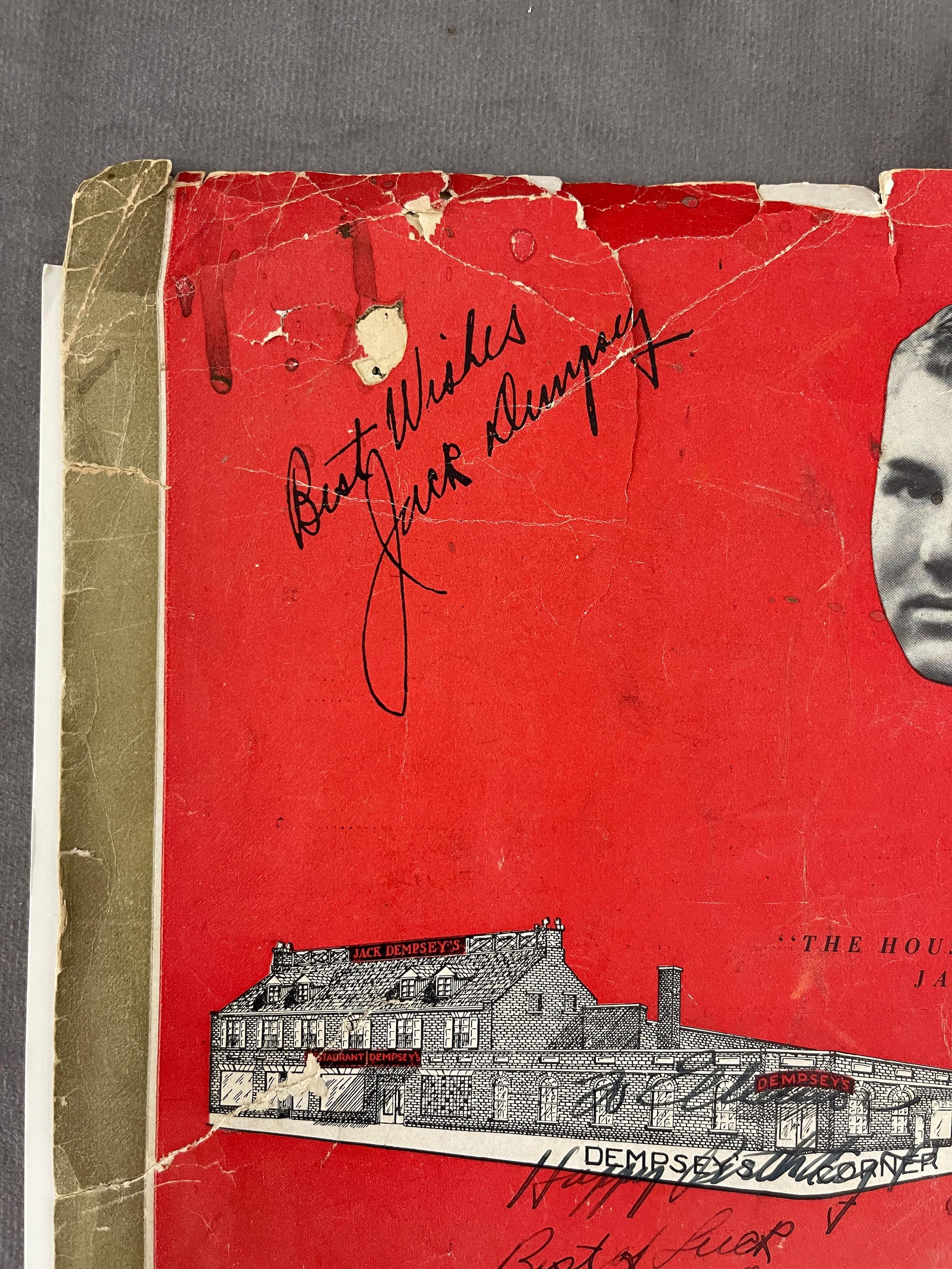 Jack Dempsey Boxer Boxing Signed Autograph Restaurant Menu (Cinderella Man)