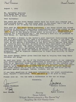 Frank Sinatra Letter Invitation to Sylvester Stallone 1992