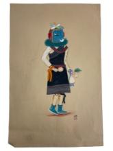 Original Painting of Hopi Female Seed Carrier Kwasa-Itaka Kachina Signed