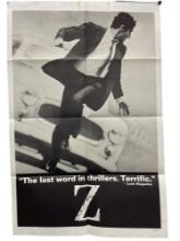 Vintage Original 1969 "Z" Horror Movie Advertising Poster