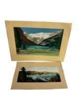 Antique hand colored Photo Crater Lake SAWYER and lake louise