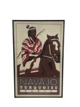 Native American Navajo Turquoise Vintage Signed and Stamped 193/200 Lithograph