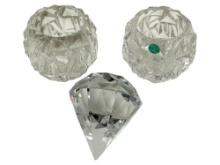 VINTAGE TIFFANY GLASS DIAMOND AND ROCK GLASS SET 3