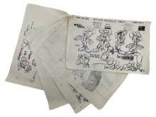 RARE VINTAGE WALT DISNEY STORYBOARD ANIMATION PRODUCTION ART MICKY MOUSE BERGASTED  1940 PRINT LOT 5