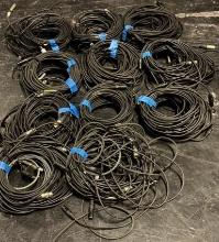 LOT OF DMX LIGHTING CABLES, 55 CABLES WITH ASSORTED MALE & FEMALE CONNECTOR