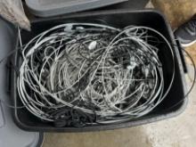 LOT - ASSORTED STEEL SAFETY CABLE, HARDWARE & MORE - IN BIN (AT PUBLIC STOR
