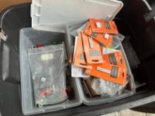 LOT - ASSORTED HARDWARE, CABLE PARTS, ETC - IN BIN (AT PUBLIC STORAGE)
