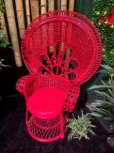 ORNATE RED "PEACOCK" STYLE CHAIR - MADE IN INDIA