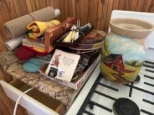 Hot pads, mittens, cookie jar, miscellaneous box