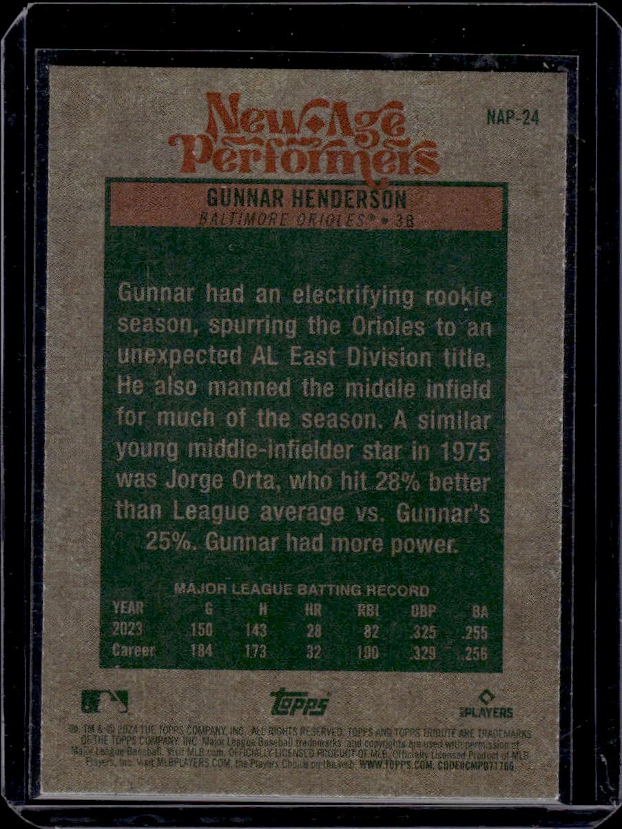 Gunnar Henderson 2024 Topps Heritage New Age Performers Insert #NAP-24