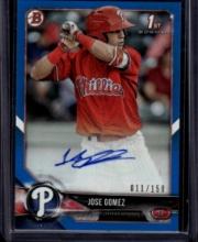 Jose Gomez 2018 Bowman Blue Rookie RC (#11/150) Auto #PA-JG