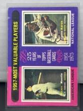 Mickey Mantle Hank Aaron 1957 Most Valuable Player 1975 Topps #195