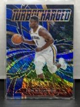 Zion Williamson 2020-21 Panini Select Turbocharged Blue Shimmer Prizm Insert Parallel #3