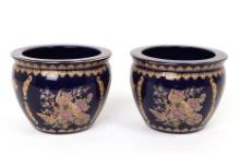 Pair of Lovely Chinese Dark Blue Planters