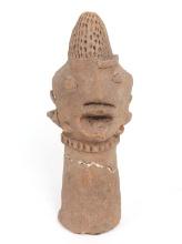 Koma Anthropomorphic Three-Faced Terracotta Head