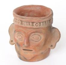 Costa Rican Pottery Trophy Head, 300 - 500 AD