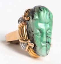 Maya Apple-Green Jade Ring, 14k Gold Band