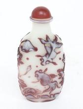 Red & White Chinese Peking Glass Snuff Bottle