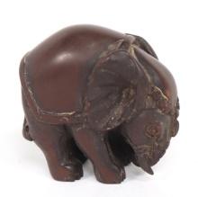 Chinese Wood Carved Elephant Netsuke