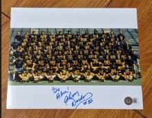 Thom Darden autographed photo with beckett COA sticker/ Inscription reads "Go Blue!"