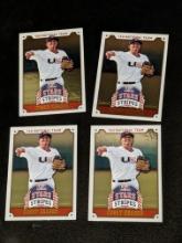 x4 lot all being Corey Seager 2015 Panini STARS & STRIPES GOLD TEAM LOGO's