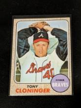 Vintage 1968 Topps #93 Tony Cloninger Atlanta Braves Vintage Baseball Card