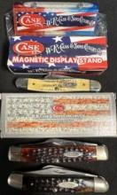 Lot 4 Case Knives & Magnetic Display Stand No 03576
