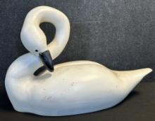 K.G.G. 1998 Dated Hand Carved & Painted Full Size Wooden Swan