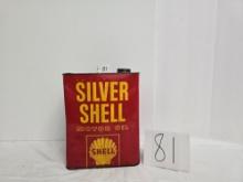 Shell Silver Shell Motor Oil Empty 2 Gall Can In Good Cond Some Dents