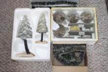 Department 56 Village Accessories with Flocked Pine Trees