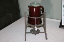 1950's Country Fare by Zanesville Stoneware Company Coffeepot with Stand
