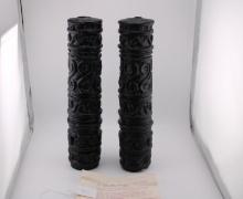 2 Black Flair Hand-Carved Candles