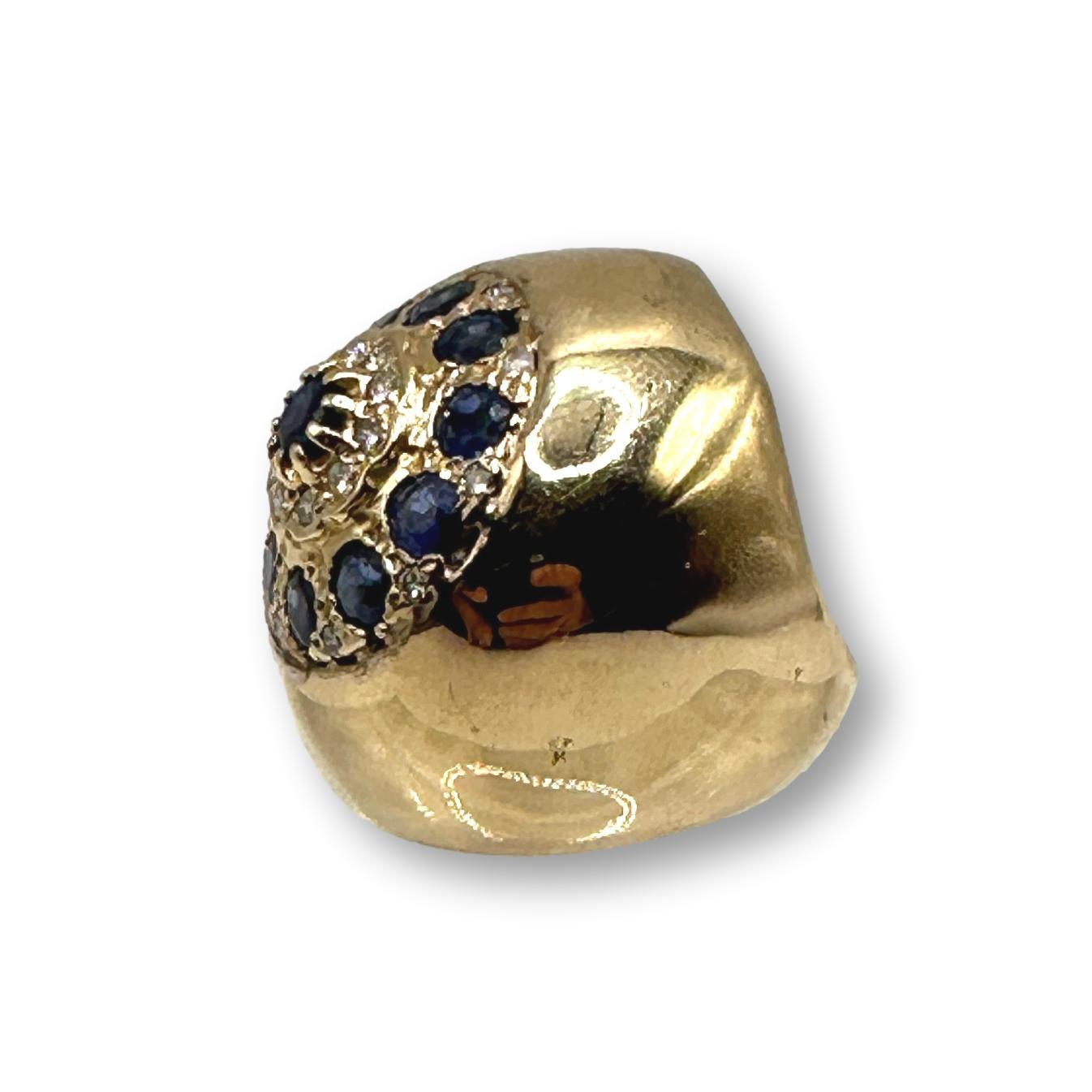 Huge 14K Gold Ring with Sapphires and Diamonds